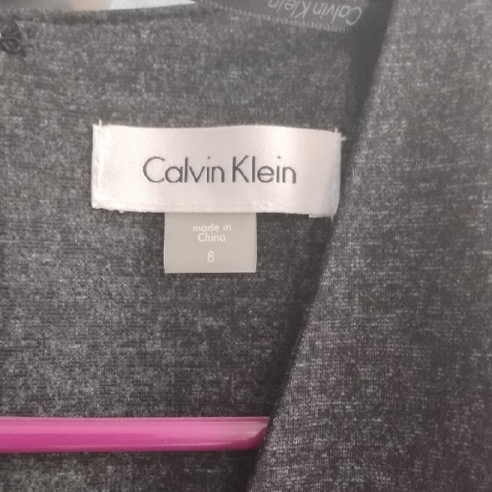 NWT ⭐ Elegant Calvin Klein Dark Gray Long Midi Dress Size 8 - Picture 2 of 7